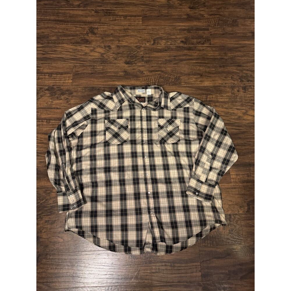 ELY PLAINS Men BIG MAN Stripe Pearl Snap Long-Sleeve Button-Up Western Shirt 2X